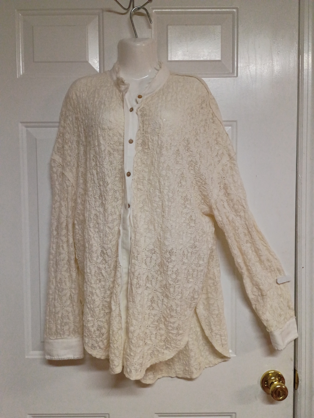 🤠🩷Free People Retail 149$ Cream Lace Button-Front Dress Size Small